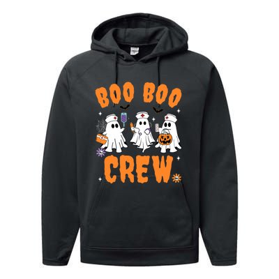 Boo Boo Crew Cute Ghost Halloween Nurse Pumpkin Nurse Women Performance Fleece Hoodie