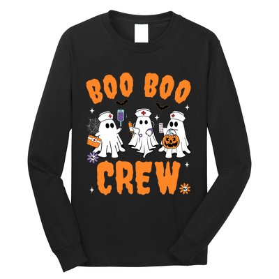 Boo Boo Crew Cute Ghost Halloween Nurse Pumpkin Nurse Women Long Sleeve Shirt