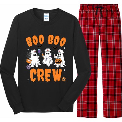 Boo Boo Crew Cute Ghost Halloween Nurse Pumpkin Nurse Women Long Sleeve Pajama Set