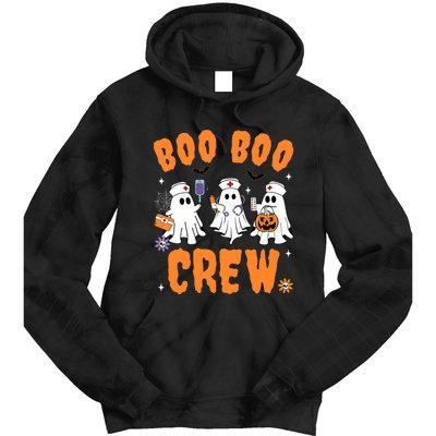 Boo Boo Crew Cute Ghost Halloween Nurse Pumpkin Nurse Women Tie Dye Hoodie