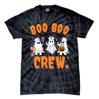 Boo Boo Crew Cute Ghost Halloween Nurse Pumpkin Nurse Women Tie-Dye T-Shirt