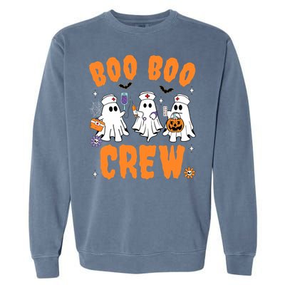 Boo Boo Crew Cute Ghost Halloween Nurse Pumpkin Nurse Women Garment-Dyed Sweatshirt