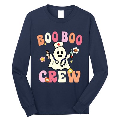 Boo Boo Crew Nurse Ghost Funny Halloween Costume For Women Long Sleeve Shirt