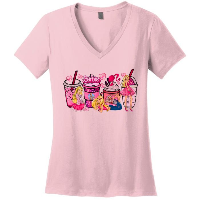 Bar Bie Coffee Come On Lets Go Party Lover Women's V-Neck T-Shirt