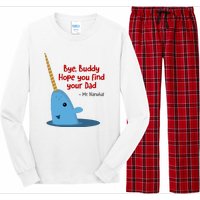 Bye Buddy Christmas  Hope You Find Your Dad Elf Narwhal Long Sleeve Pajama Set