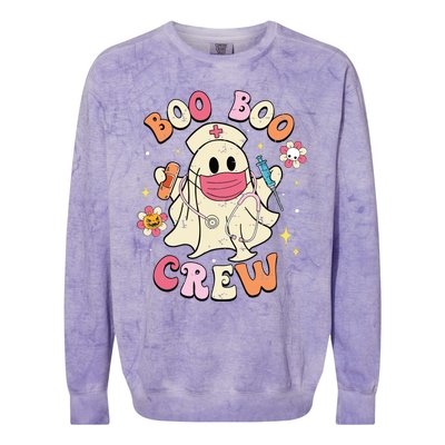 Boo Boo Crew Halloween Ghost Nurse Colorblast Crewneck Sweatshirt