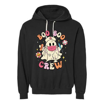 Boo Boo Crew Halloween Ghost Nurse Garment-Dyed Fleece Hoodie