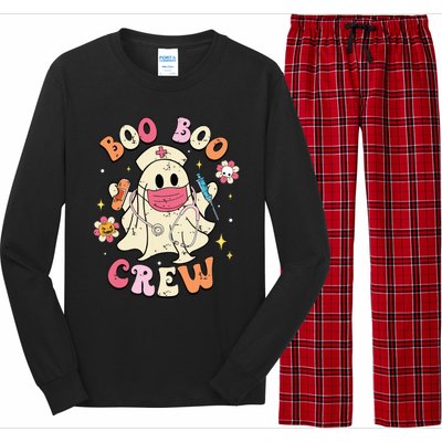 Boo Boo Crew Halloween Ghost Nurse Long Sleeve Pajama Set