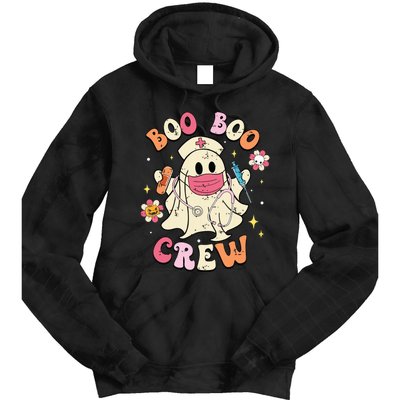 Boo Boo Crew Halloween Ghost Nurse Tie Dye Hoodie