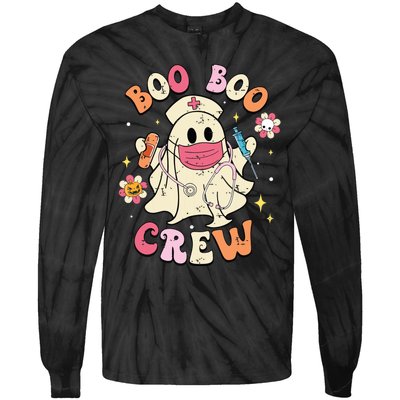 Boo Boo Crew Halloween Ghost Nurse Tie-Dye Long Sleeve Shirt