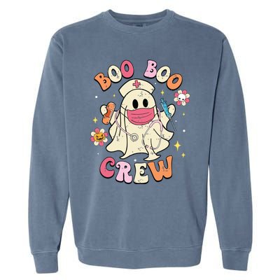 Boo Boo Crew Halloween Ghost Nurse Garment-Dyed Sweatshirt