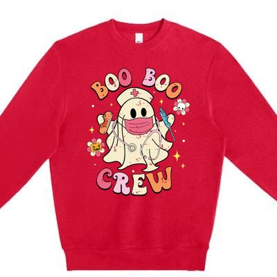 Boo Boo Crew Halloween Ghost Nurse Premium Crewneck Sweatshirt