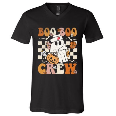 Boo Boo Crew Halloween Nurse Ghost Paramedic Emt Ems V-Neck T-Shirt