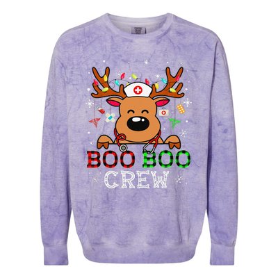 Boo Boo Crew Reindeer Nurse Buffalo Plaid Nurse Christmas Colorblast Crewneck Sweatshirt