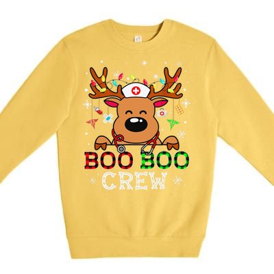 Boo Boo Crew Reindeer Nurse Buffalo Plaid Nurse Christmas Premium Crewneck Sweatshirt