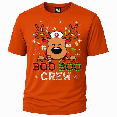 Boo Boo Crew Reindeer Nurse Buffalo Plaid Nurse Christmas Cooling Performance Crew T-Shirt