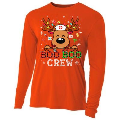 Boo Boo Crew Reindeer Nurse Buffalo Plaid Nurse Christmas Cooling Performance Long Sleeve Crew