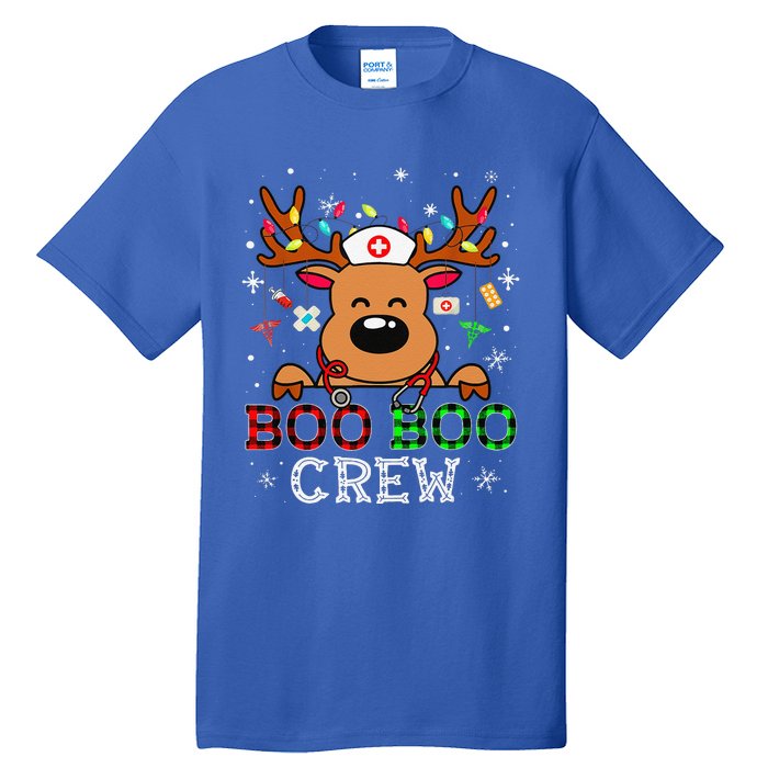 Boo Boo Crew Reindeer Nurse Buffalo Plaid Nurse Christmas Tall T-Shirt