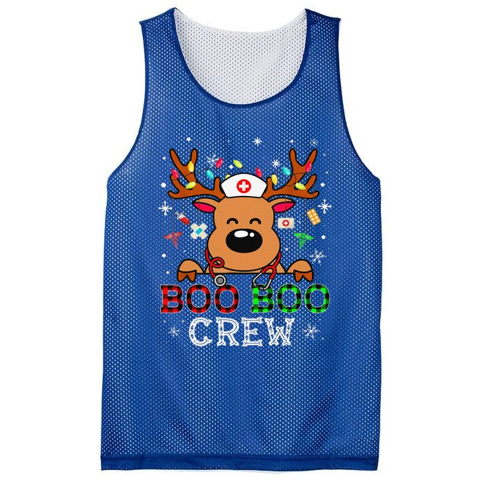 Boo Boo Crew Reindeer Nurse Buffalo Plaid Nurse Christmas Mesh Reversible Basketball Jersey Tank