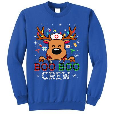 Boo Boo Crew Reindeer Nurse Buffalo Plaid Nurse Christmas Tall Sweatshirt