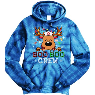 Boo Boo Crew Reindeer Nurse Buffalo Plaid Nurse Christmas Tie Dye Hoodie