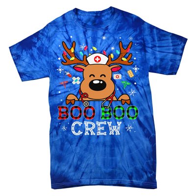 Boo Boo Crew Reindeer Nurse Buffalo Plaid Nurse Christmas Tie-Dye T-Shirt