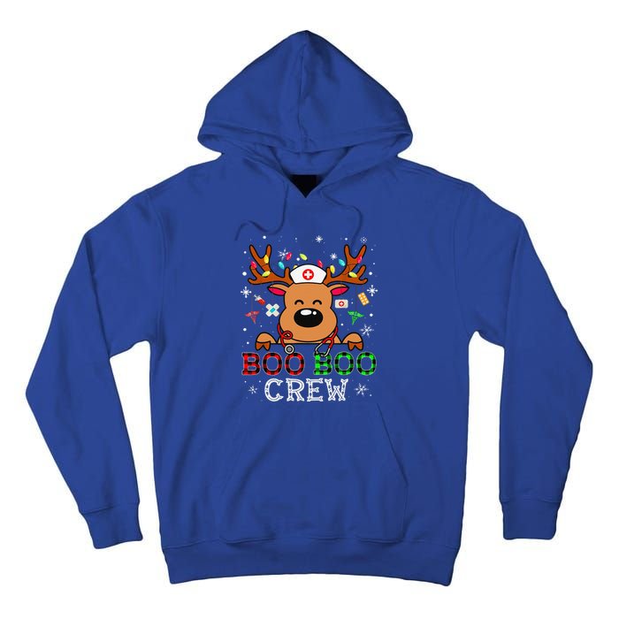 Boo Boo Crew Reindeer Nurse Buffalo Plaid Nurse Christmas Tall Hoodie