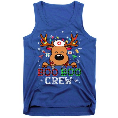 Boo Boo Crew Reindeer Nurse Buffalo Plaid Nurse Christmas Tank Top