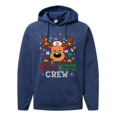 Boo Boo Crew Reindeer Nurse Buffalo Plaid Nurse Christmas Performance Fleece Hoodie