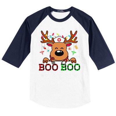 Boo Boo Crew Reindeer Nurse Buffalo Plaid Nurse Christmas Baseball Sleeve Shirt