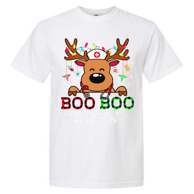 Boo Boo Crew Reindeer Nurse Buffalo Plaid Nurse Christmas Garment-Dyed Heavyweight T-Shirt