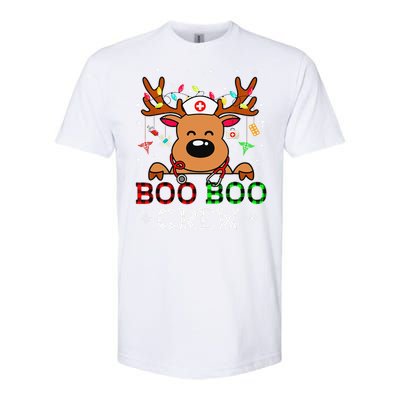 Boo Boo Crew Reindeer Nurse Buffalo Plaid Nurse Christmas Softstyle CVC T-Shirt