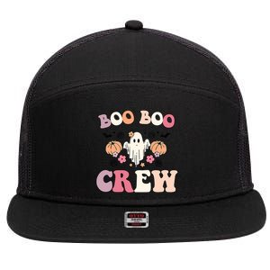 Boo Boo Crew Cute Ghost Funny Nurse Halloween Costume Gift 7 Panel Mesh Trucker Snapback Hat