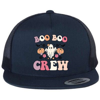 Boo Boo Crew Cute Ghost Funny Nurse Halloween Costume Gift Flat Bill Trucker Hat