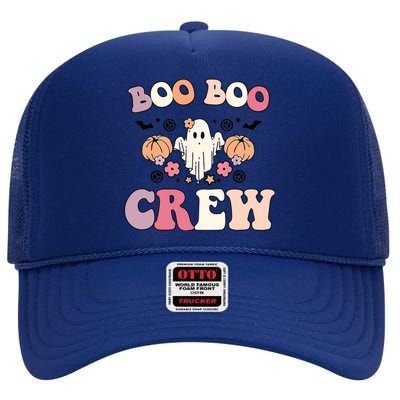 Boo Boo Crew Cute Ghost Funny Nurse Halloween Costume Gift High Crown Mesh Back Trucker Hat