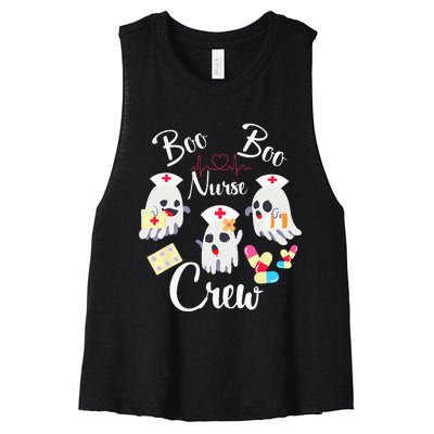 Boo Boo Crew Nurse Ghost Costume Funny Halloween Gift Women's Racerback Cropped Tank