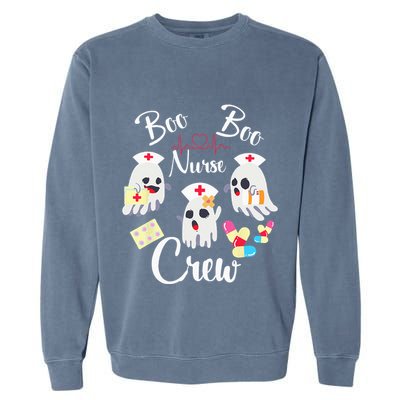Boo Boo Crew Nurse Ghost Costume Funny Halloween Gift Garment-Dyed Sweatshirt