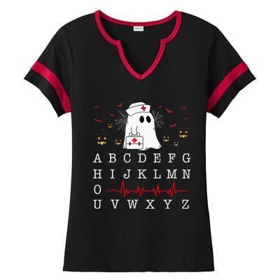 Boo Boo Crew Nurse Ghost Funny Halloween Costume Alphabet Ladies Halftime Notch Neck Tee