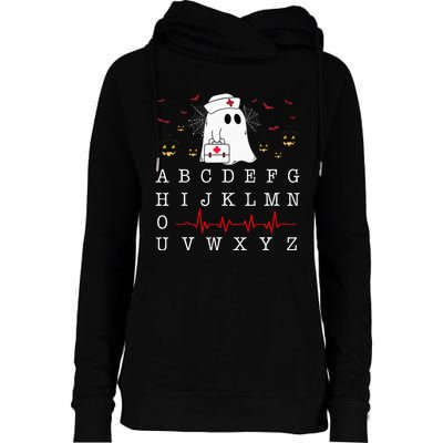 Boo Boo Crew Nurse Ghost Funny Halloween Costume Alphabet Womens Funnel Neck Pullover Hood