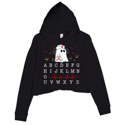 Boo Boo Crew Nurse Ghost Funny Halloween Costume Alphabet Crop Fleece Hoodie