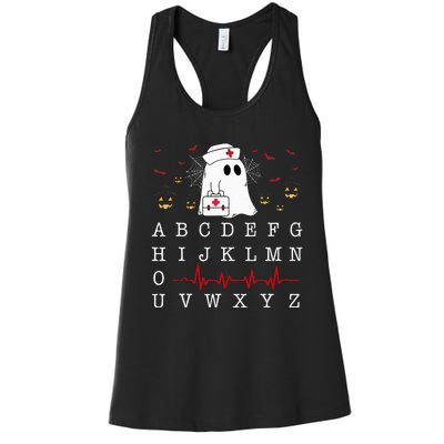 Boo Boo Crew Nurse Ghost Funny Halloween Costume Alphabet Women's Racerback Tank