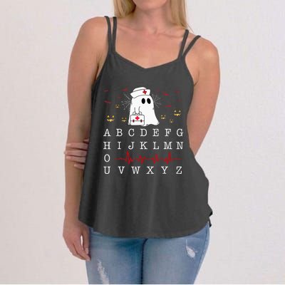 Boo Boo Crew Nurse Ghost Funny Halloween Costume Alphabet Women's Strappy Tank