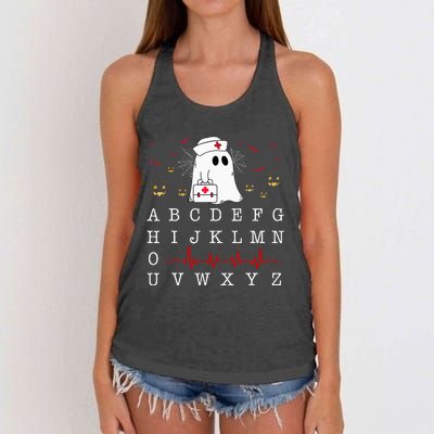 Boo Boo Crew Nurse Ghost Funny Halloween Costume Alphabet Women's Knotted Racerback Tank