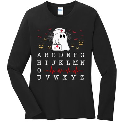 Boo Boo Crew Nurse Ghost Funny Halloween Costume Alphabet Ladies Long Sleeve Shirt