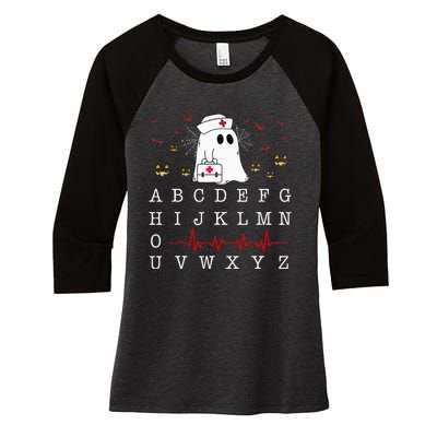 Boo Boo Crew Nurse Ghost Funny Halloween Costume Alphabet Women's Tri-Blend 3/4-Sleeve Raglan Shirt