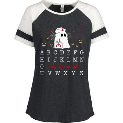 Boo Boo Crew Nurse Ghost Funny Halloween Costume Alphabet Enza Ladies Jersey Colorblock Tee