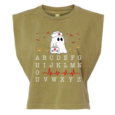 Boo Boo Crew Nurse Ghost Funny Halloween Costume Alphabet Garment-Dyed Women's Muscle Tee