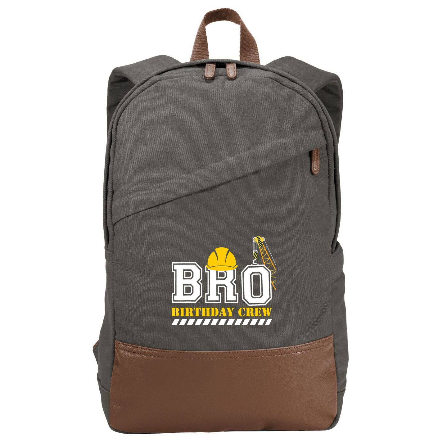 Brother Birthday Crew Construction Birthday Party Cotton Canvas Backpack