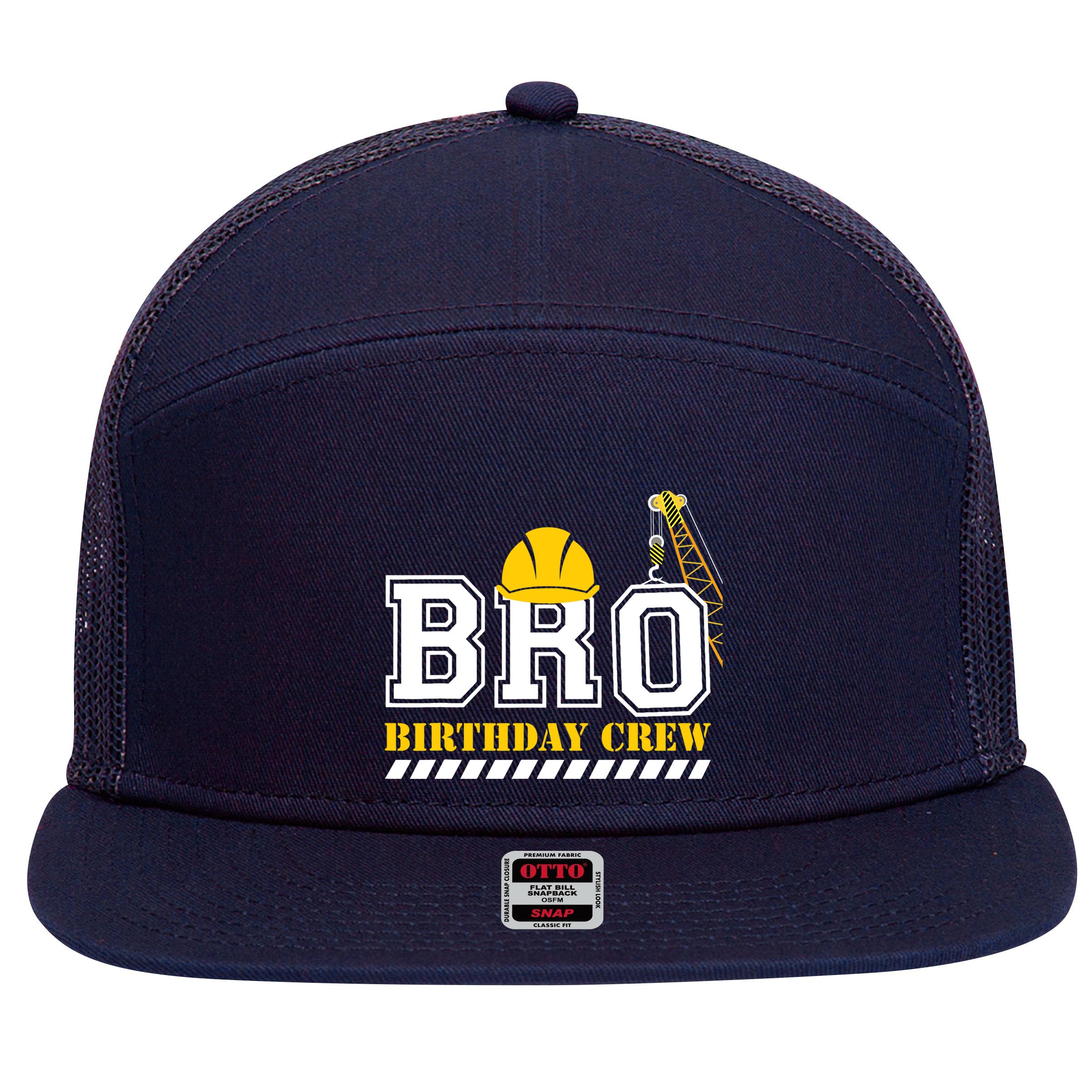 Brother Birthday Crew Construction Birthday Party 7 Panel Mesh Trucker Snapback Hat