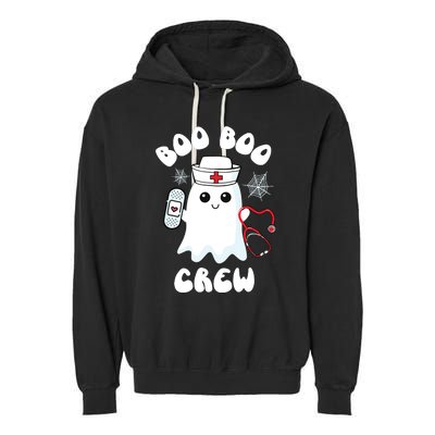 Boo Boo Crew Cute Nurse Ghost Funny Halloween Kids Garment-Dyed Fleece Hoodie